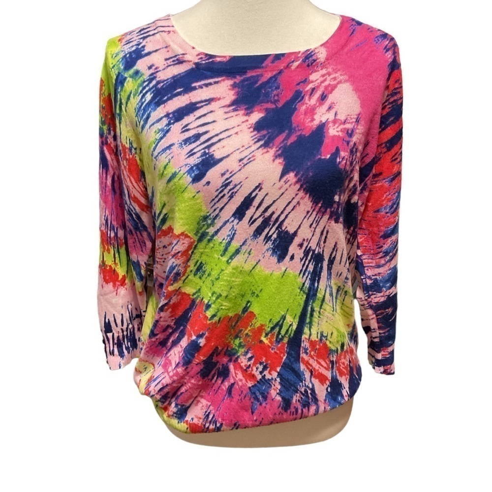 Joseph A Loud Colorful Lightweight Knit Sweater Top